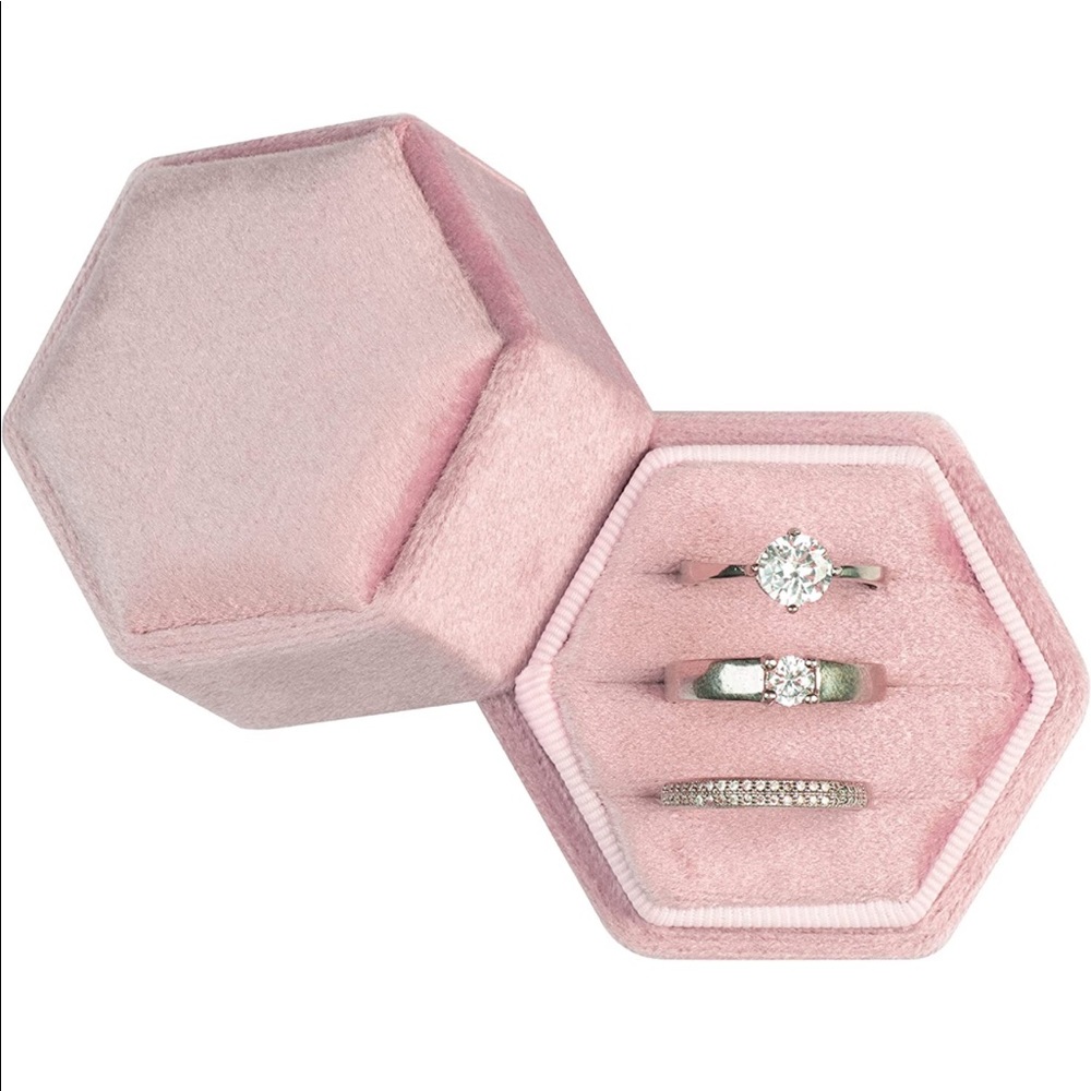 Pink velvet ring box